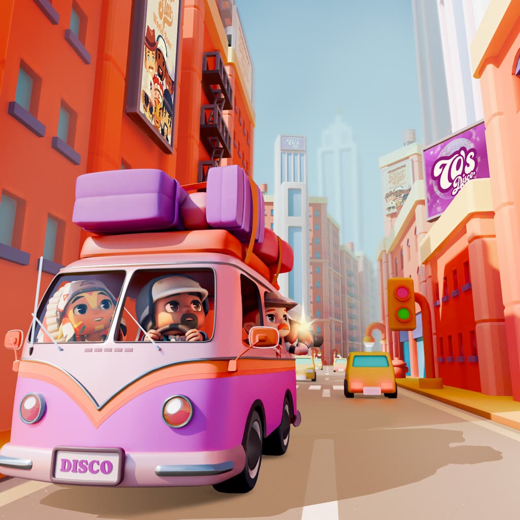 Disco Star van driving through the streets of New York